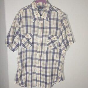 LEVI'S MOVIN' ON Shirt Vintage Lightweight Plaid Short Sleeve Button Up Men's XL